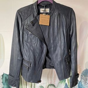 NEW grey leather Michael Kors jacket vintage